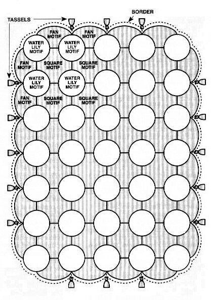 Vintage Crochet Pattern Beautiful Waterlilies Afghan PDF Instant Digital Download Lily Pad Flower Motif Squares Throw Blanket 37x46 5 Ply