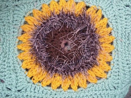 Vintage Crochet Pattern Sunflower Squares Sampler Afghan Granny Square Sun Flower 7 Motif Medley Blanket PDF Instant Digital Download 10 Ply