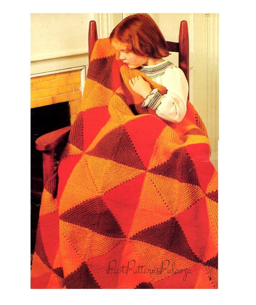 Vintage Knitting Pattern Block At A Time Afghan Lap Blanket PDF Instant Digital Download Easy Knit Squares Throw 44x55 10 Ply
