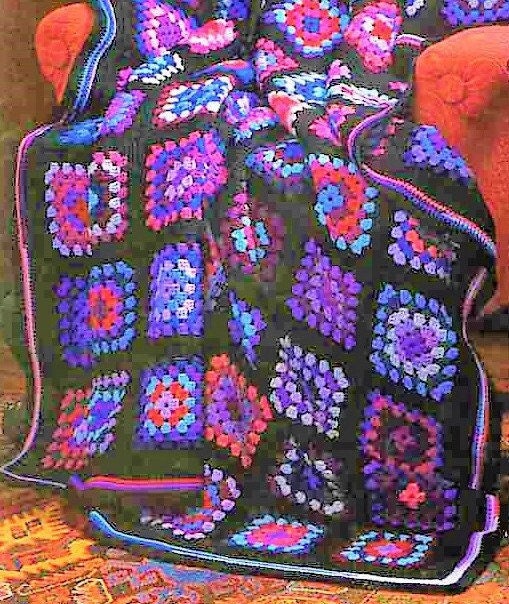 Vintage Crochet Pattern Bright Squares Traditional Granny Square Afghan PDF Instant Digital Download Retro Scrapghan Blanket 60x78 10 Ply