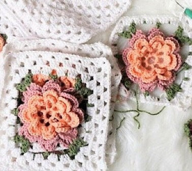 Vintage Crochet Pattern Classic Roses Bedspread Afghan PDF Instant Digital Download Flower Granny Square Throw Coverlet 8 Ply