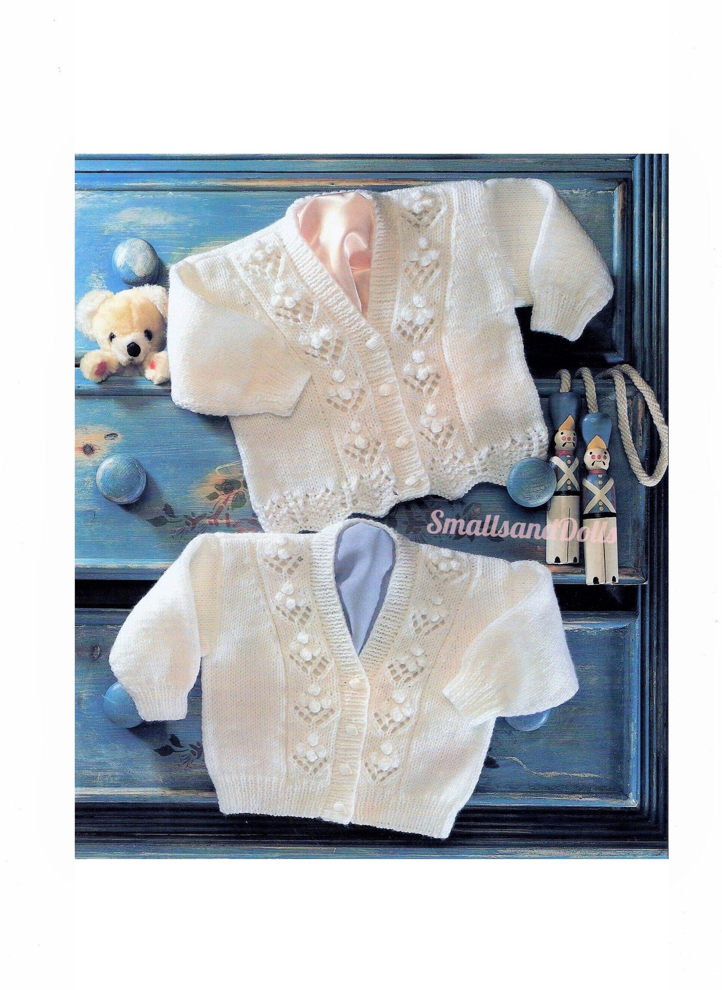 Vintage Knitting Pattern Baby Girl Lacy Panel Cardigan Sweaters Jumpers Pop Out Flowers PDF Instant Digital Download 0-4 yr DK