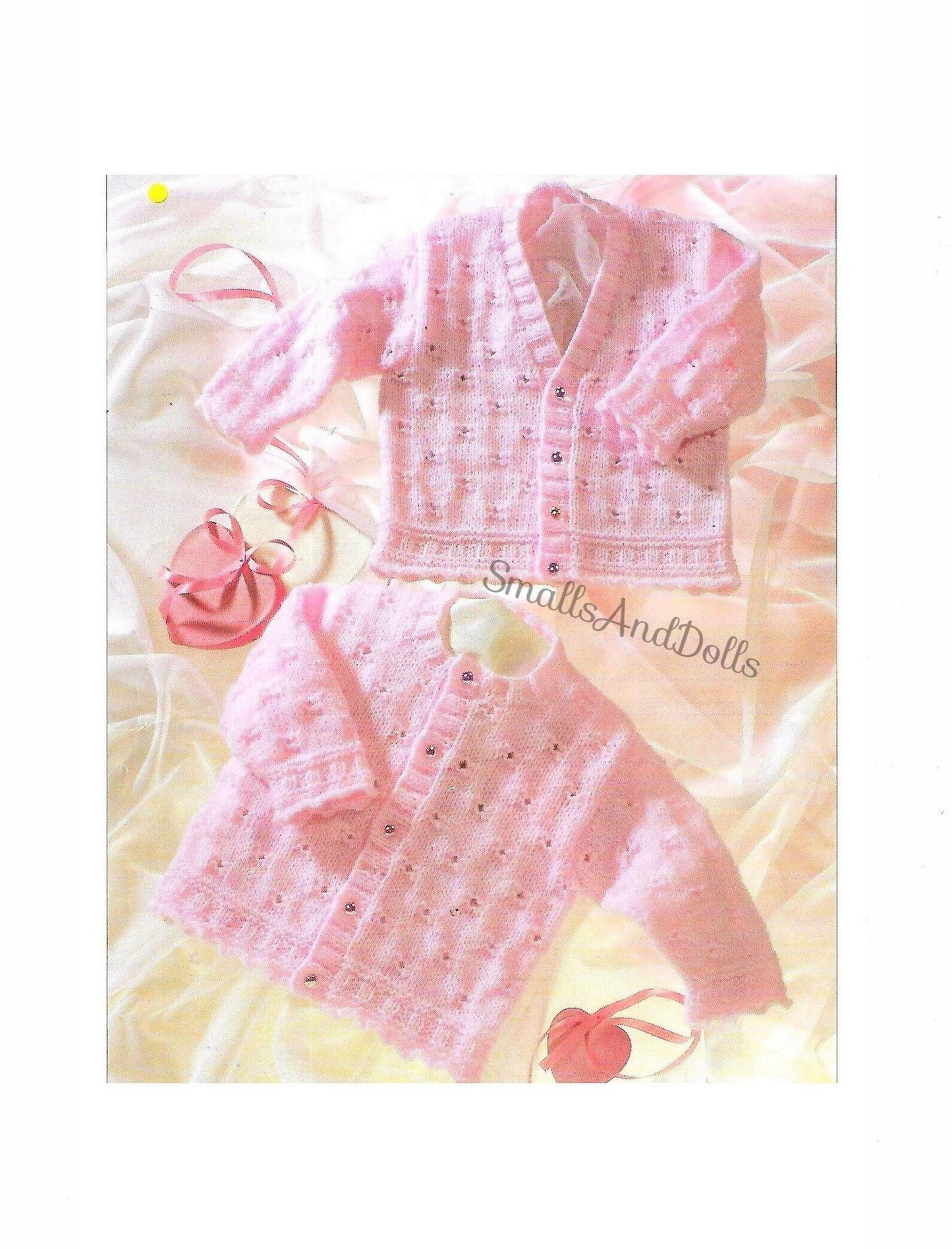 Vintage Knitting Pattern Baby Girls Pretty Eyelet Cardigan Sweaters PDF Instant Digital Download 0-6 yrs DK 8 Ply