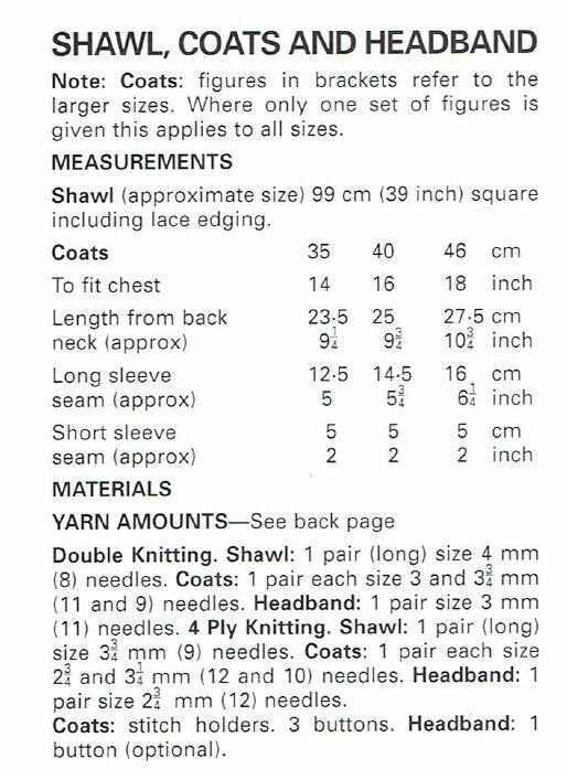Vintage Knitting Pattern Knit Baby Girl Diamond Lace Coats Shawl Headband Set PDF Instant Digital Download 0-9 months DK or 4 Ply