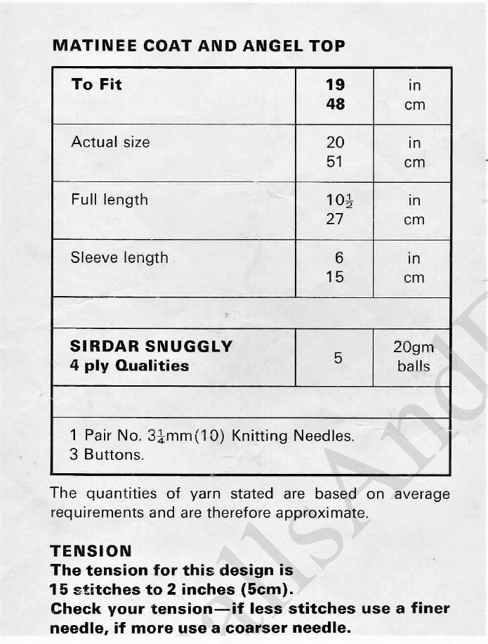Vintage Knitting Pattern Baby Girl Matinee Coat Jacket and Angel Top Dress Openwork Yoke PDF Instant Digital Download 12m 1 yr 4 Ply