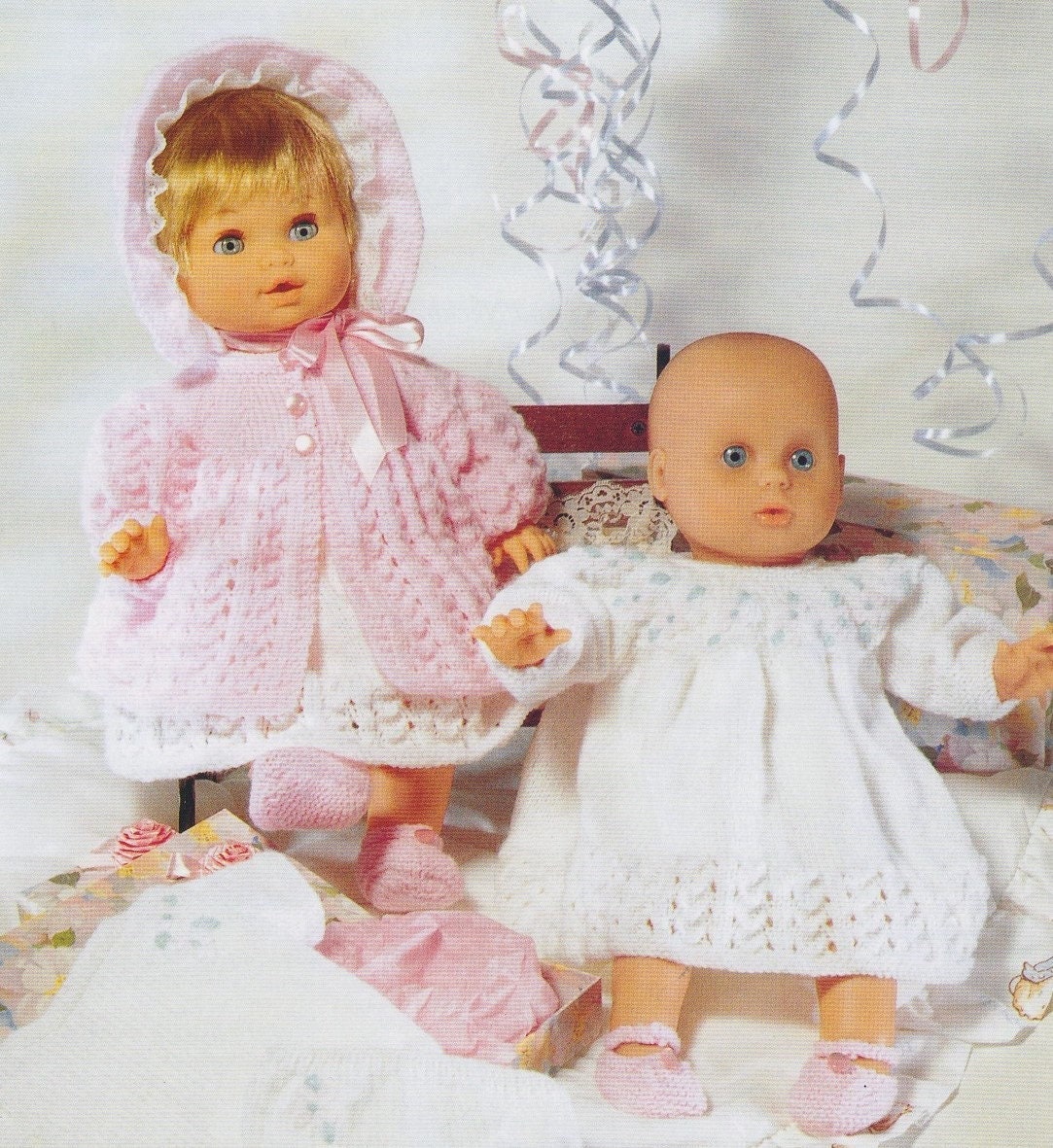 Vintage Knitting Pattern Pretty Baby Girl Doll Clothes Layette for 12-14 15-18 19-22 Inch Dolls PDF Instant Digital Download 4 Ply