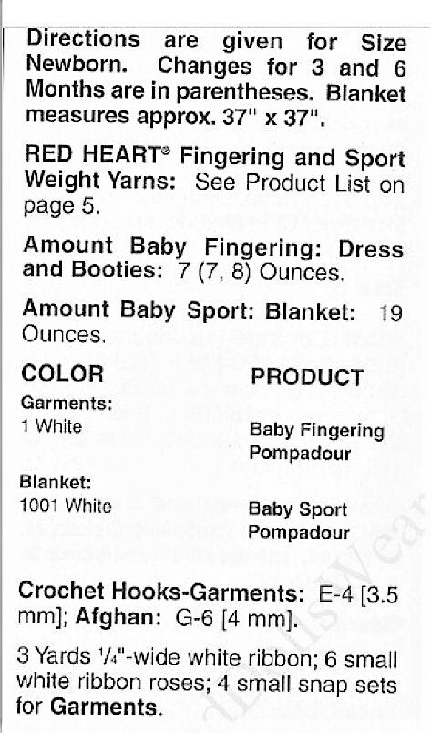 Vintage Crochet Pattern Baby Girl Christening Gown Booties Blanket Set PDF Instant Digital Download Short Dress 0-6m 4 Ply
