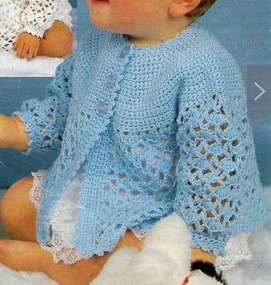 Vintage Crochet Pattern Baby Girl Lacy Picot Edge Matinee Coat & Angel Top PDF Instant Digital Download Jumper Jacket 0-9 m 4 Ply