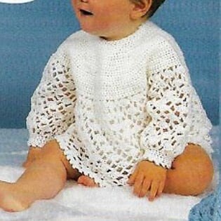 Vintage Crochet Pattern Baby Girl Lacy Picot Edge Matinee Coat & Angel Top PDF Instant Digital Download Jumper Jacket 0-9 m 4 Ply