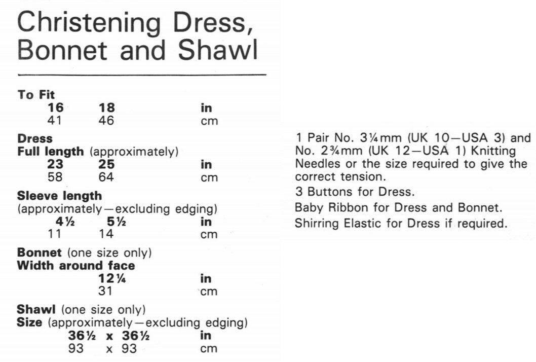 Vintage Knitting Pattern Knit Baby Diamond Lace Christening Dress Bonnet Shawl Set PDF Instant Digital Download Baptism Knitted 2 Ply 0-6m