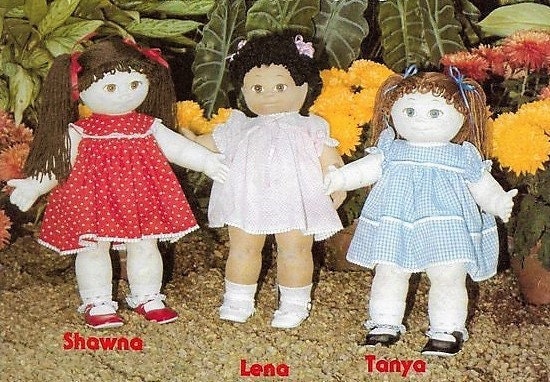Vintage Sewing Pattern 18" Soft Sculpture Dolls Girl Dollys & Dresses PDF Instant Digital Download Plush Fabric Soft Toys Full Size Patterns