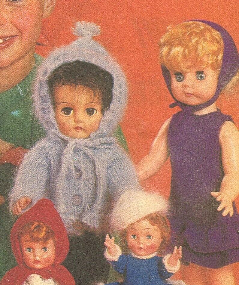 Vintage 1960s Knitting Patterns Various Knit Doll Clothes 8 Outfits For 7" 13" and 15" Dolls PDF Instant Digital Download Retro Clothing