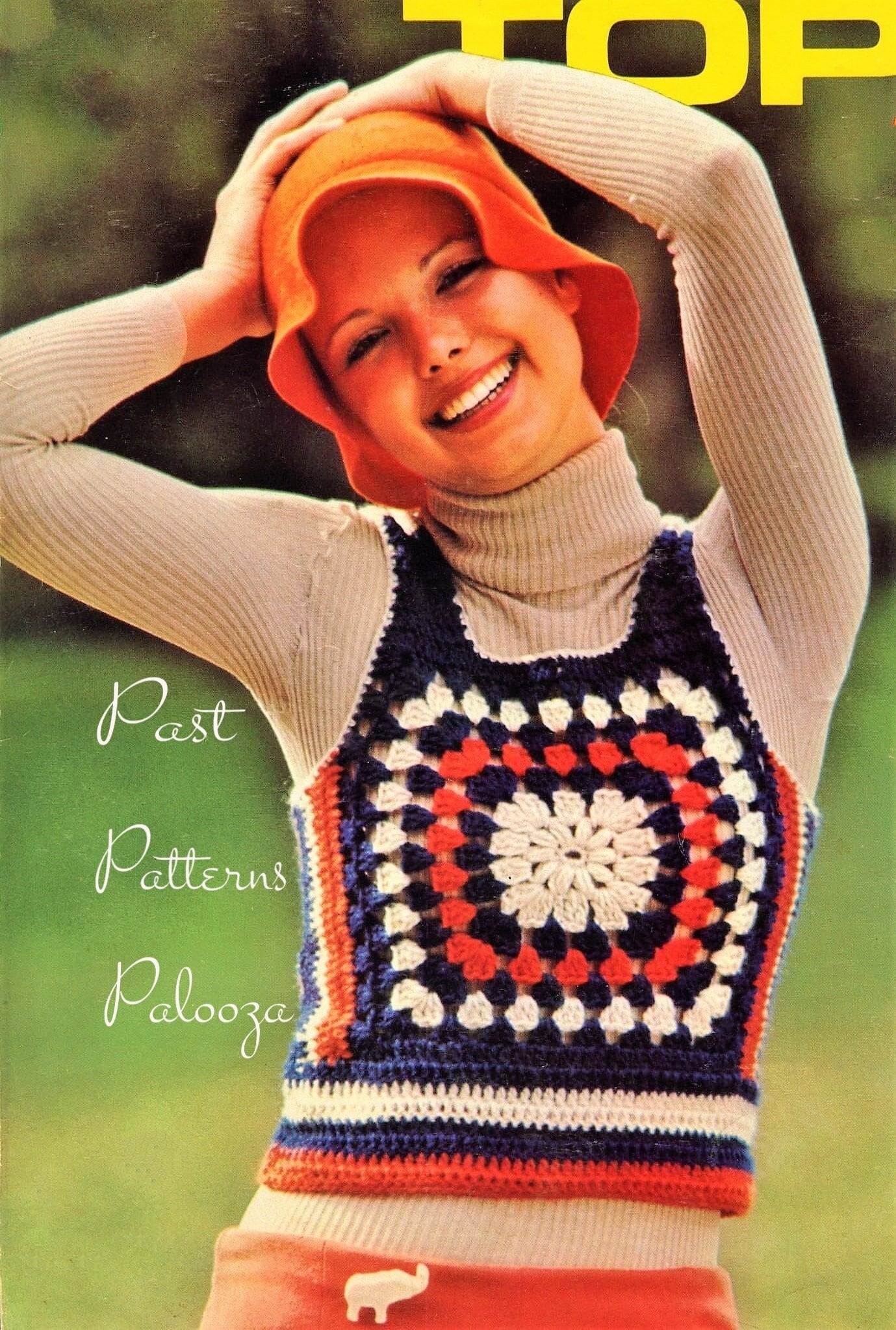 Vintage Crochet Pattern Womens Postage Stamp Vest Granny Square Rib Tickler Tank Halter Top Retro Shrink PDF Instant Digital Download 5 Ply