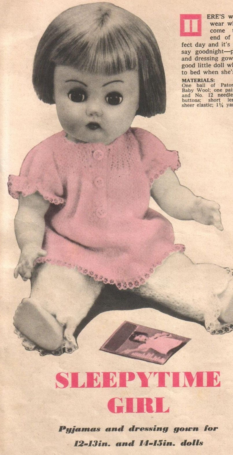 Vintage Knitting Patterns Knit Doll Clothes Outfits For 12 13 14 15 Inch and Fashion Dolls PDF Instant Download Retro 1960s Clothing 3 Ply