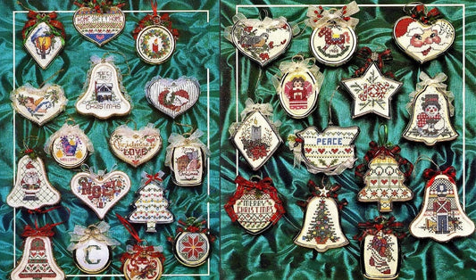 Vintage Cross Stitch Patterns Mini Framed Christmas Ornaments PDF Instant Digital Download 30 Designs Bells Angels Peace Joy Love 2-3 Inch