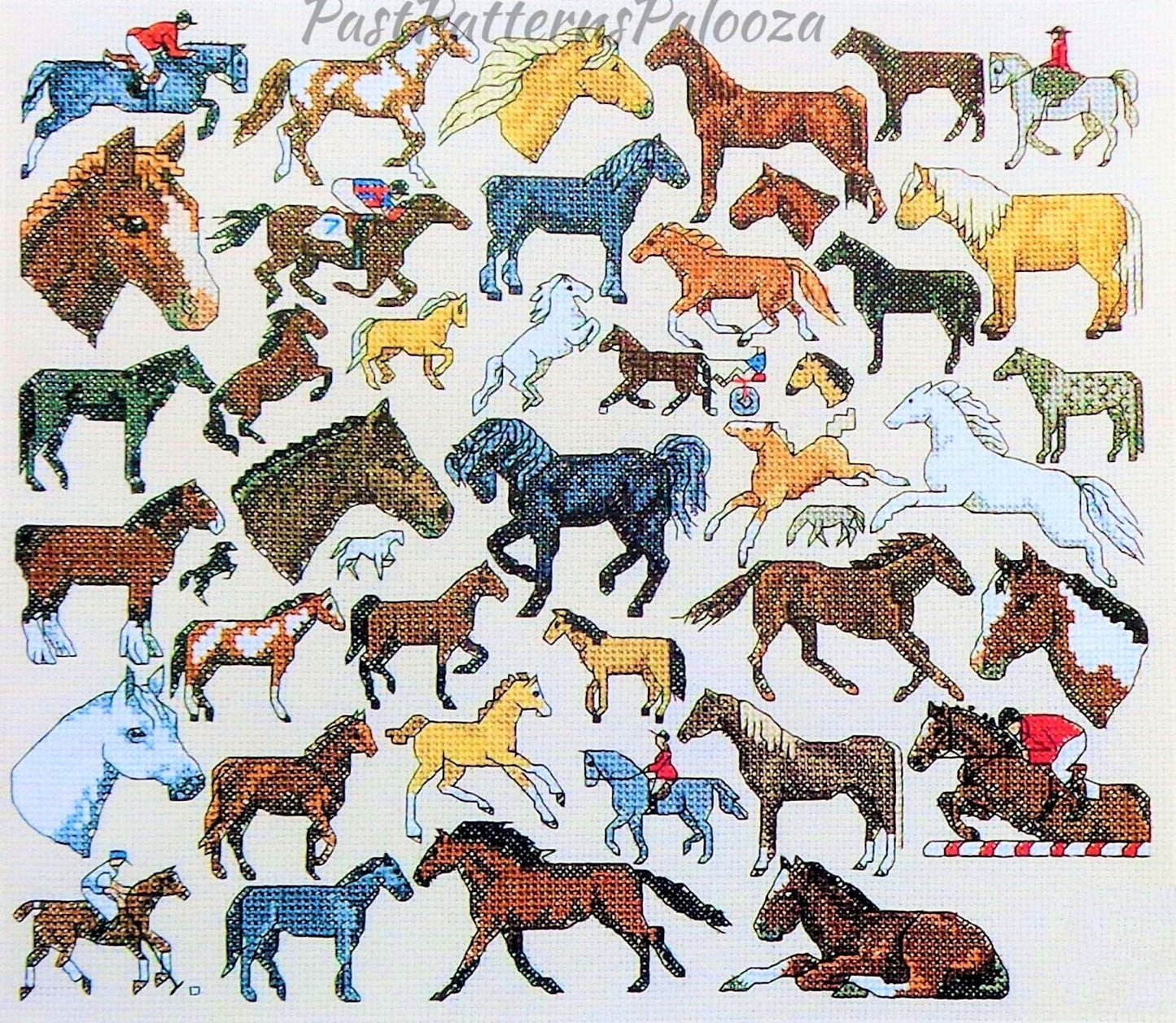 Vintage Cross Stitch Patterns Mini Horse Motifs PDF Instant Digital Download Embroidery 40 Cute Miniature Horse Pony Designs A1