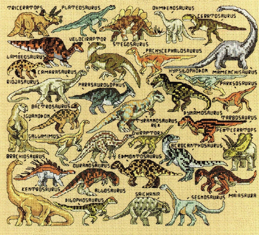 Vintage Cross Stitch Patterns Mini Dinosaur Motifs PDF Instant Digital Download Embroidery 30 Dino Designs