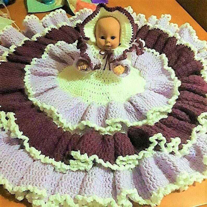 Vintage Crochet Pattern 13" Libby Bed Doll Ruffled Dress Hat Outfit PDF Instant Digital Download Sweet Dreams Dumplin Designs 10 Ply