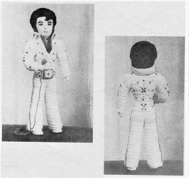 Vintage Crochet Pattern 21" Elvis Doll Soft Toy Vegas Era PDF Instant Digital Download Amigurumi Elvis Presley Plush