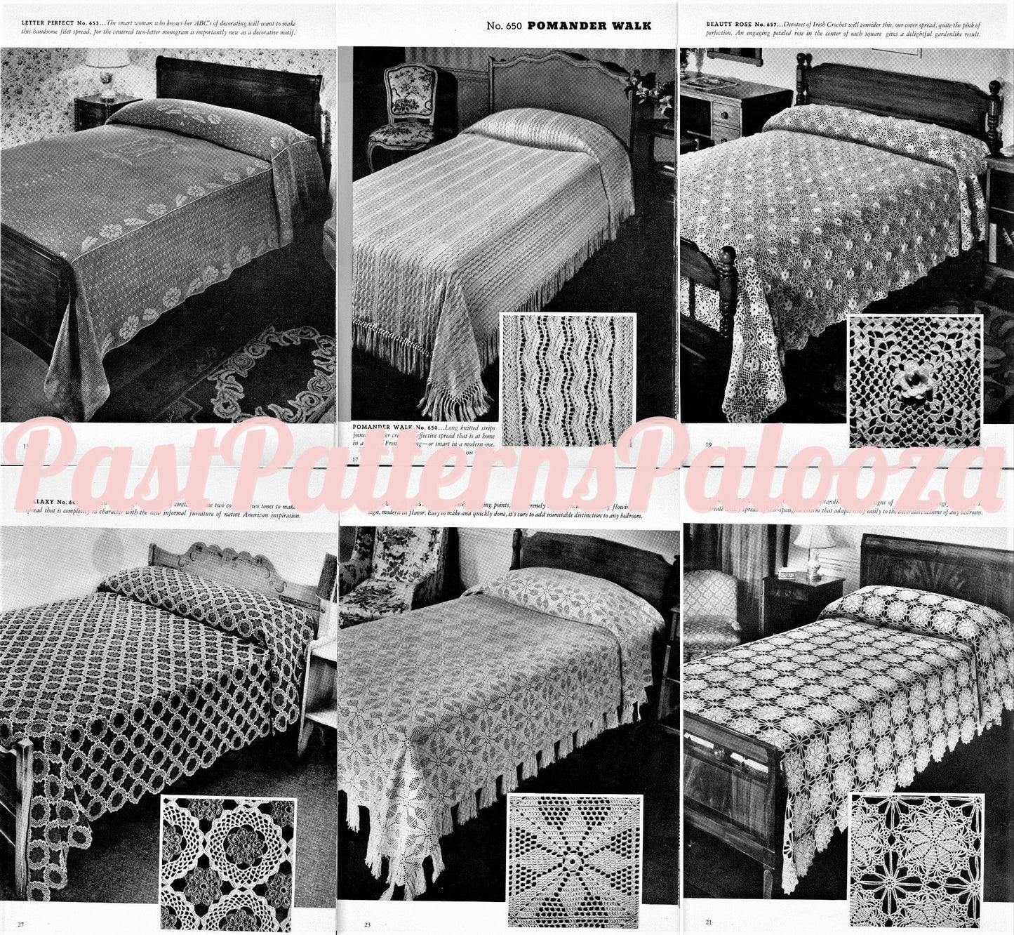 Vintage Bedspread Patterns 12 to Crochet and 2 to Knit in Cotton Thread c. 1938 PDF Instant Digital Download Heirloom Heirloom Bed Spreads