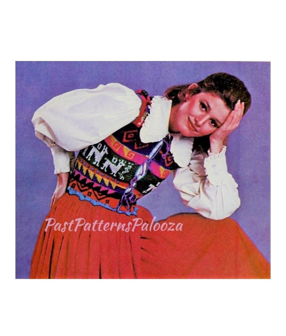 Vintage Knitting Pattern Womens Guatemalan Llama Vest Bohemian Aztec Fair Isle PDF Instant Digital Download Retro Peruvian Vest 5 Ply