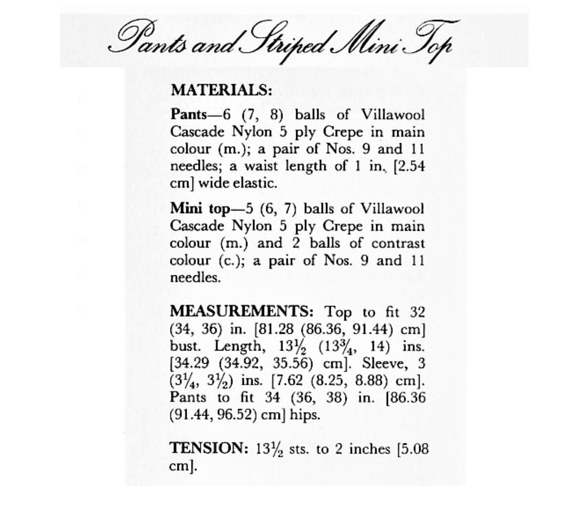 Vintage Knitting Pattern Womens Retro Summer Striped Midriff Top & Short Shorts Set PDF Instant Digital Download 5 Ply