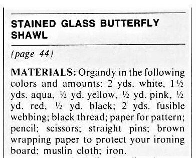 Vintage Sewing Pattern Womens Stained Glass Butterfly Shawl Sheer Organdy Fabric PDF Instant Digital Download