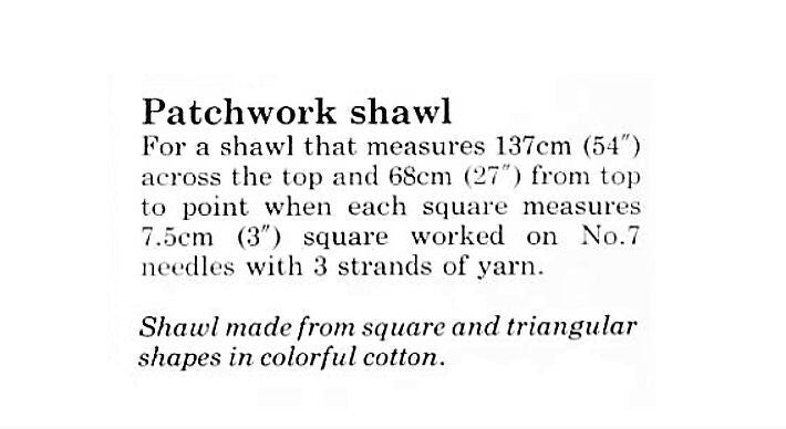 Vintage Knitting Pattern Womens Patchwork Squares Fringed Shawl PDF Instant Digital Download Retro Boho Wrap Cotton DK