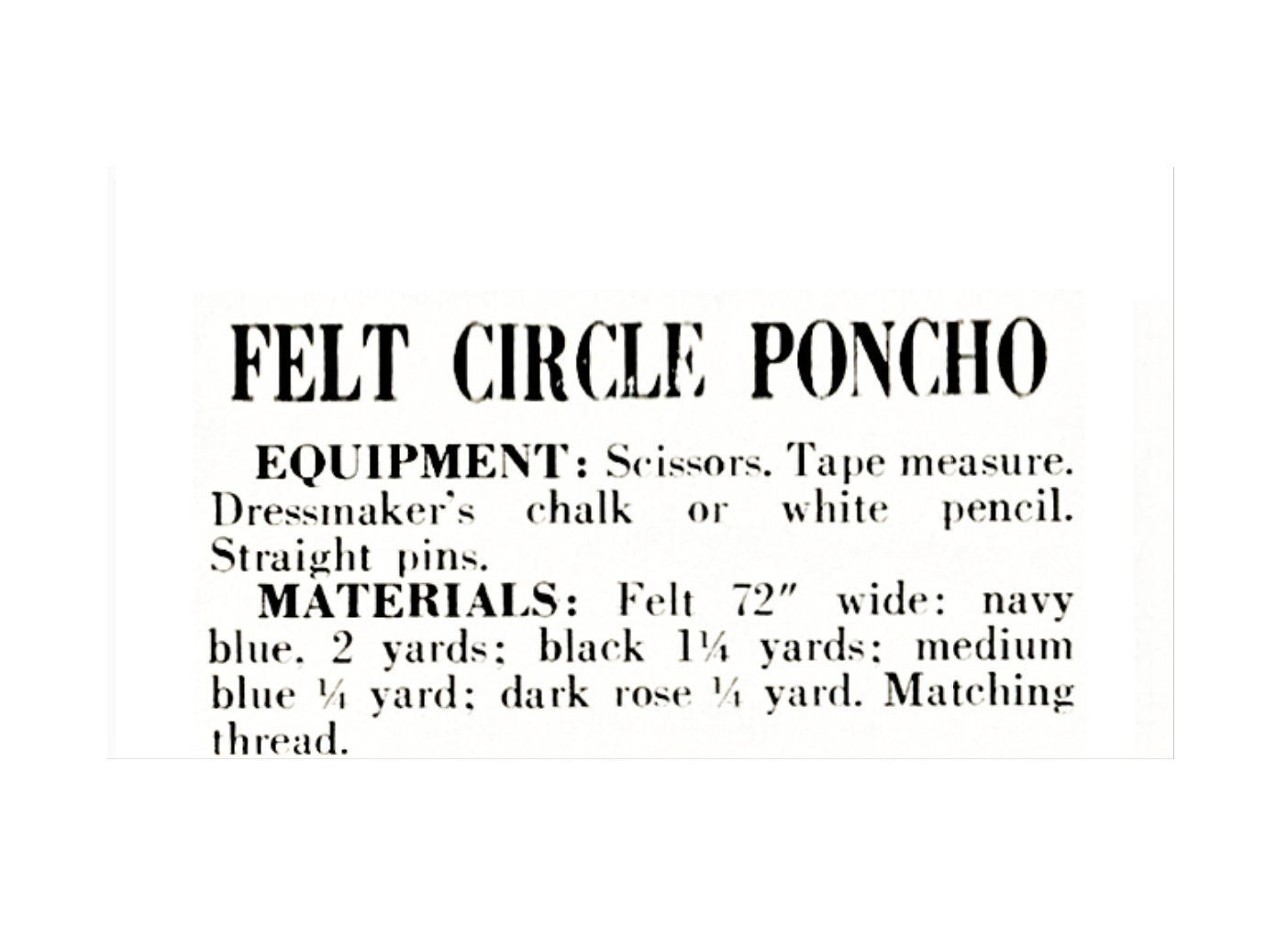 Vintage Sewing Pattern Retro Womens Circle Poncho Wool Felt Fabric PDF Instant Digital Download Groovy Boho Geometric Shapes Cape