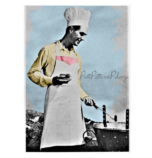 Vintage Sewing Pattern Retro Mens Barbeque Apron & Chefs Hat c. 1947 PDF Instant Digital Download One Size