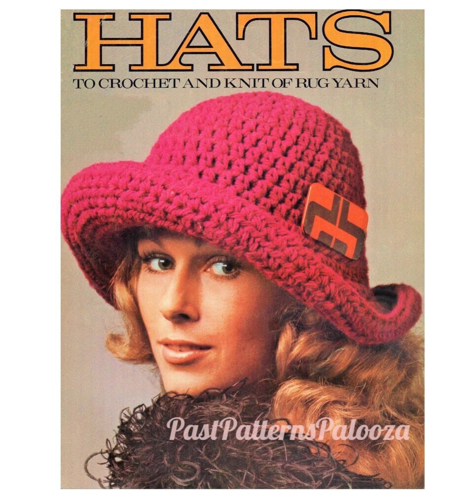 Vintage Crochet Pattern Eight Womens Hats Retro '70s and One to Knit PDF Instant Digital Download Hippie Boho Fun Mod Cloches Tams 10 Ply