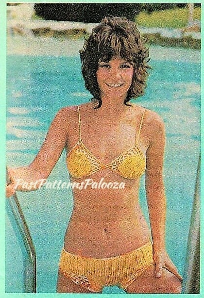 Vintage Thread Crochet Pattern Retro Bikini and Cover Up Poncho Skirt Set PDF Instant Digital Download 70s Boho Lacy Beach Outfit