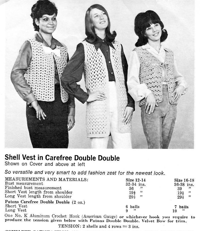 Vintage Crochet Pattern Womens Boho Vests PDF Instant Digital Download 1970s Groovy Mod Designs Shell Lattice Tassel Bulky 12 Ply