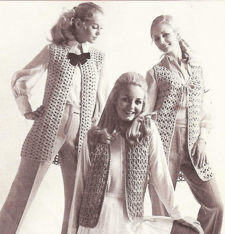 Vintage Crochet Pattern Womens Boho Vests PDF Instant Digital Download 1970s Groovy Mod Designs Shell Lattice Tassel Bulky 12 Ply
