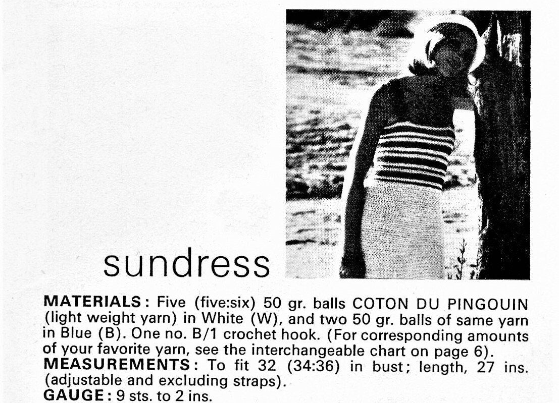 Vintage Crochet Pattern Womens Crossover Back Sundress Striped Summer Beach Dress PDF Instant Digital Download DK