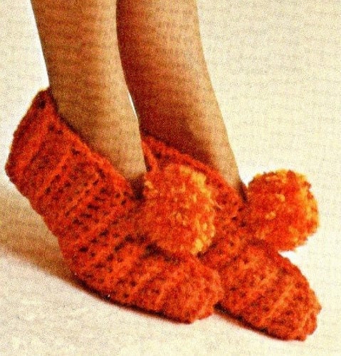 Vintage Crochet Pattern Womens Classic Pom Pom Slippers and Rainbow House Boots PDF Instant Digital Download Retro '70s Chic 12 Ply