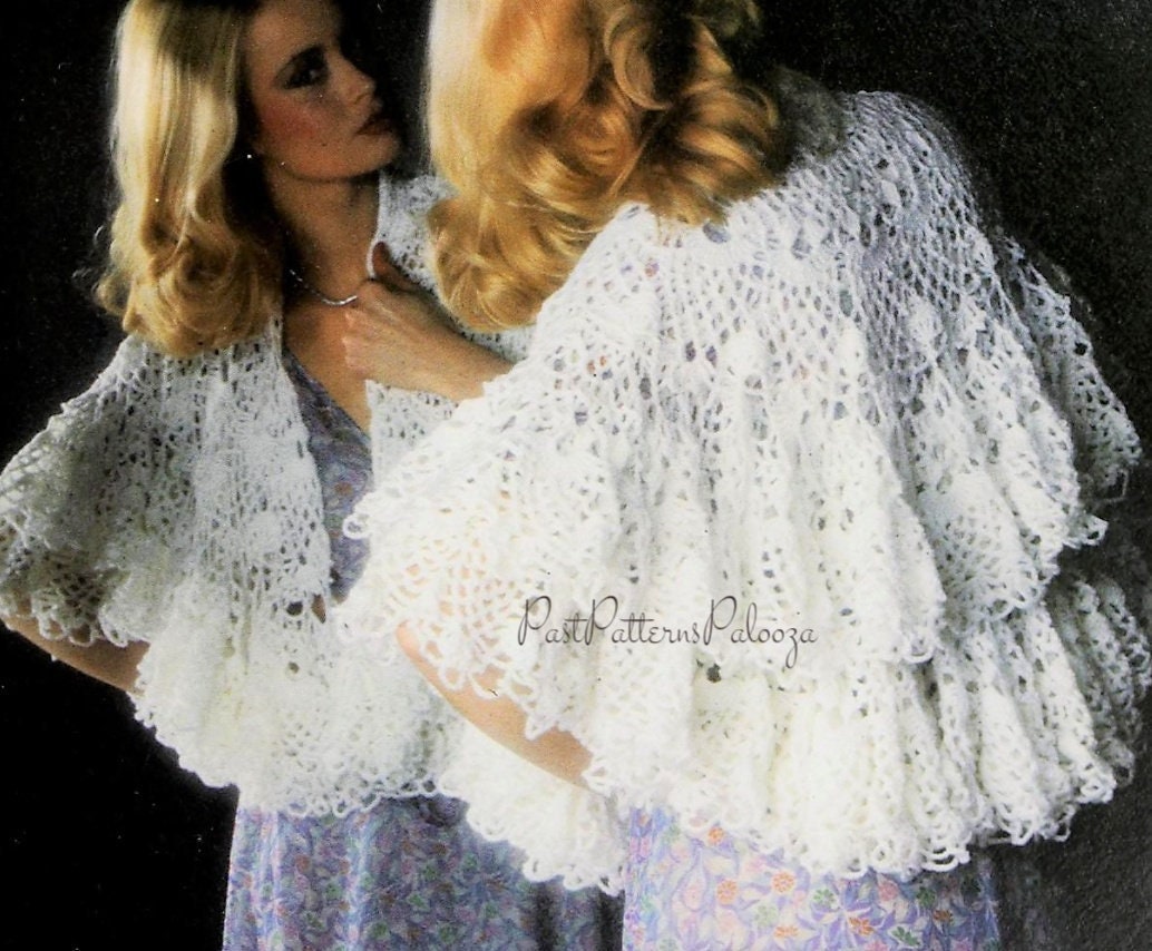 Vintage Crochet Pattern Womens Pretty Lacy Circular Shawl PDF Instant Digital Download Retro Evening Wrap 46" Diameter 4 Ply
