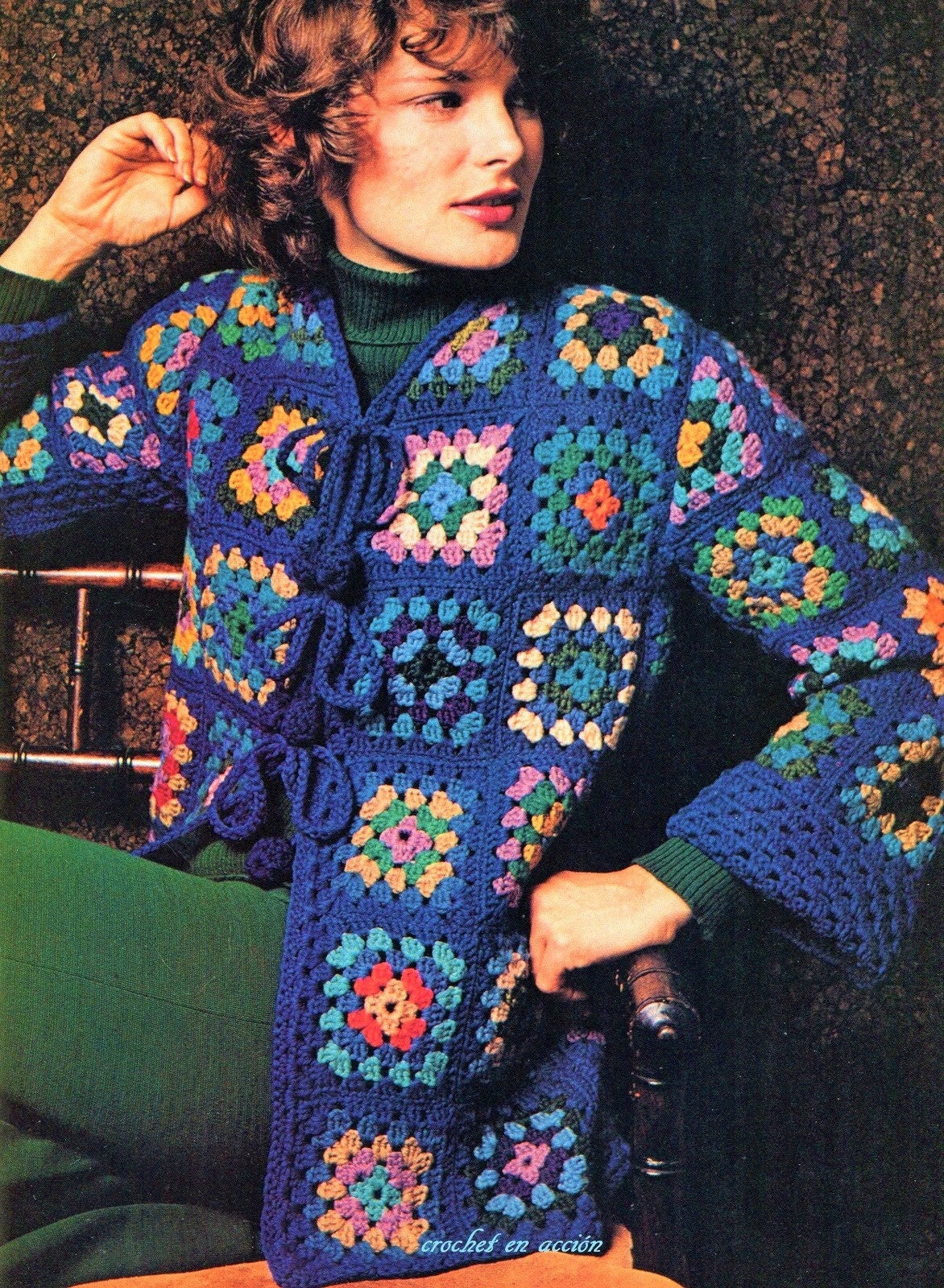 Vintage Crochet Pattern Womens Classic Granny Square Sweater Jacket Patchwork Cardigan Top PDF Instant Digital Download Quick Easy 10 Ply