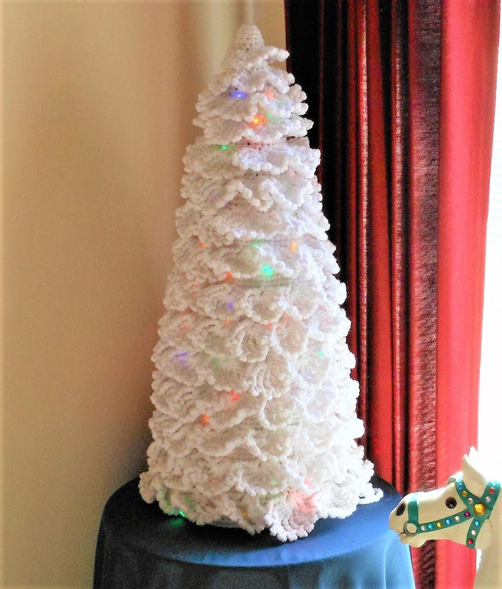 Vintage Crochet Pattern Large Snowy White Christmas Trees in 22 and 40 inch PDF Instant Digital Download Lighted Centerpiece 10 Ply B2