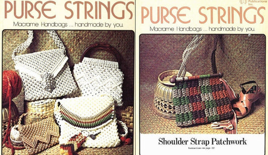 Vintage Purses Strings Macramé Handbag Designs Patterns Book 1970s 16 Purses Shoulder Bags Clutches Keychains PDF Instant Digital Download