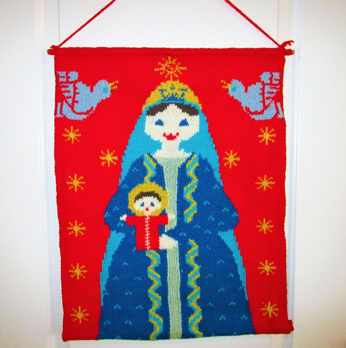 Vintage Knitting Pattern 23" Madonna and Child Christmas Wall Hanging PDF Instant Digital Download Knitted Mary Baby Jesus Panel 5 Ply