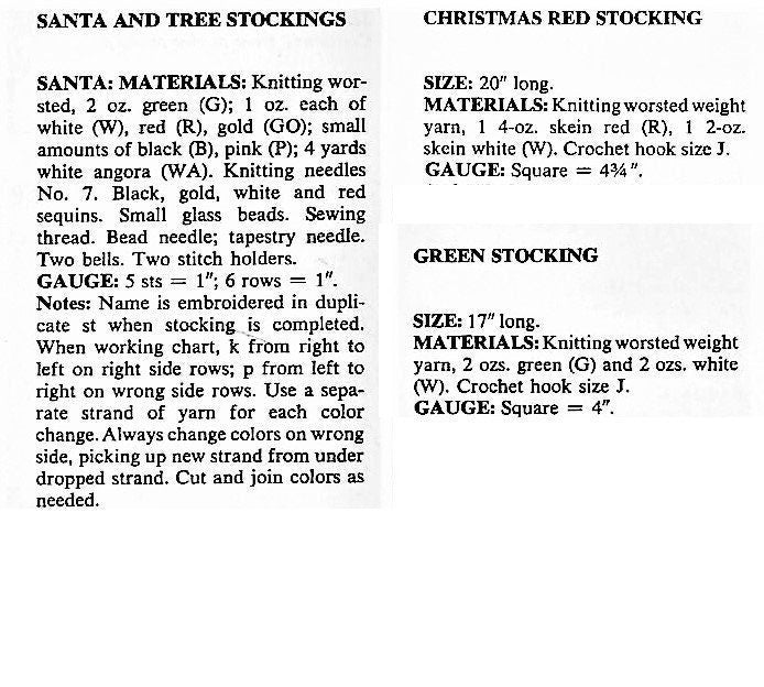 Vintage Christmas Knitting Pattern Tree and Winking Santa Name Stocking Crochet Granny Square Stocking Retro PDF Instant Digital Download