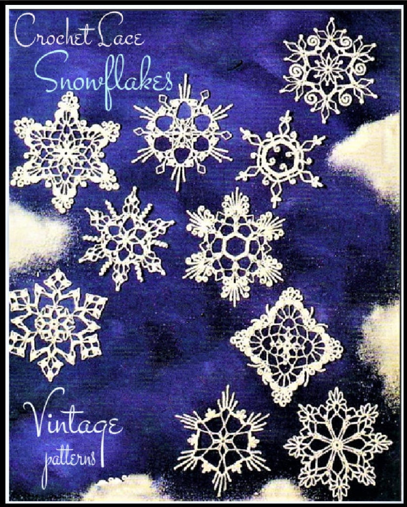 Vintage Crochet Pattern 7" White Lace Snowflakes Victorian Christmas Ornaments 10 Cotton Thread Designs PDF Instant Digital Download