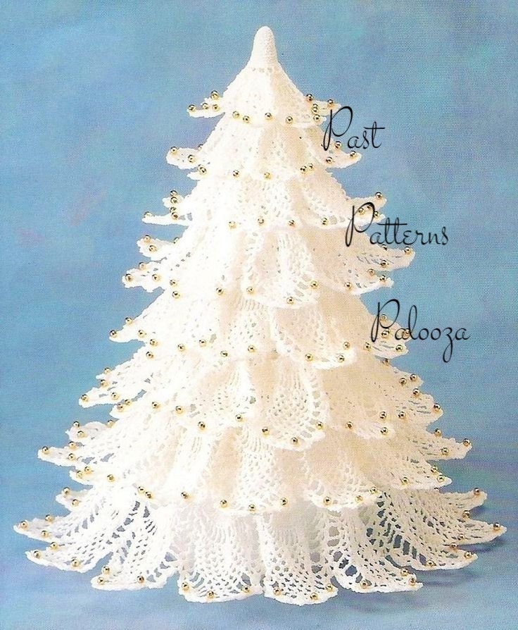 Vintage Thread Crochet Pattern 11" White Pineapple Christmas Tree PDF Instant Digital Download Lacy Snowy Holiday Centerpiece