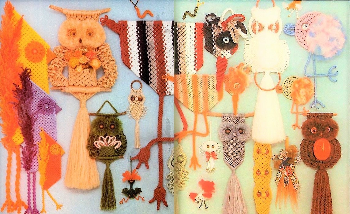 Vintage Macrame Is For The Birds Owls Patterns Book ALL Retro Mod Birdie Wall Hangings PDF Instant Digital Download 17 Owl Bird Projects