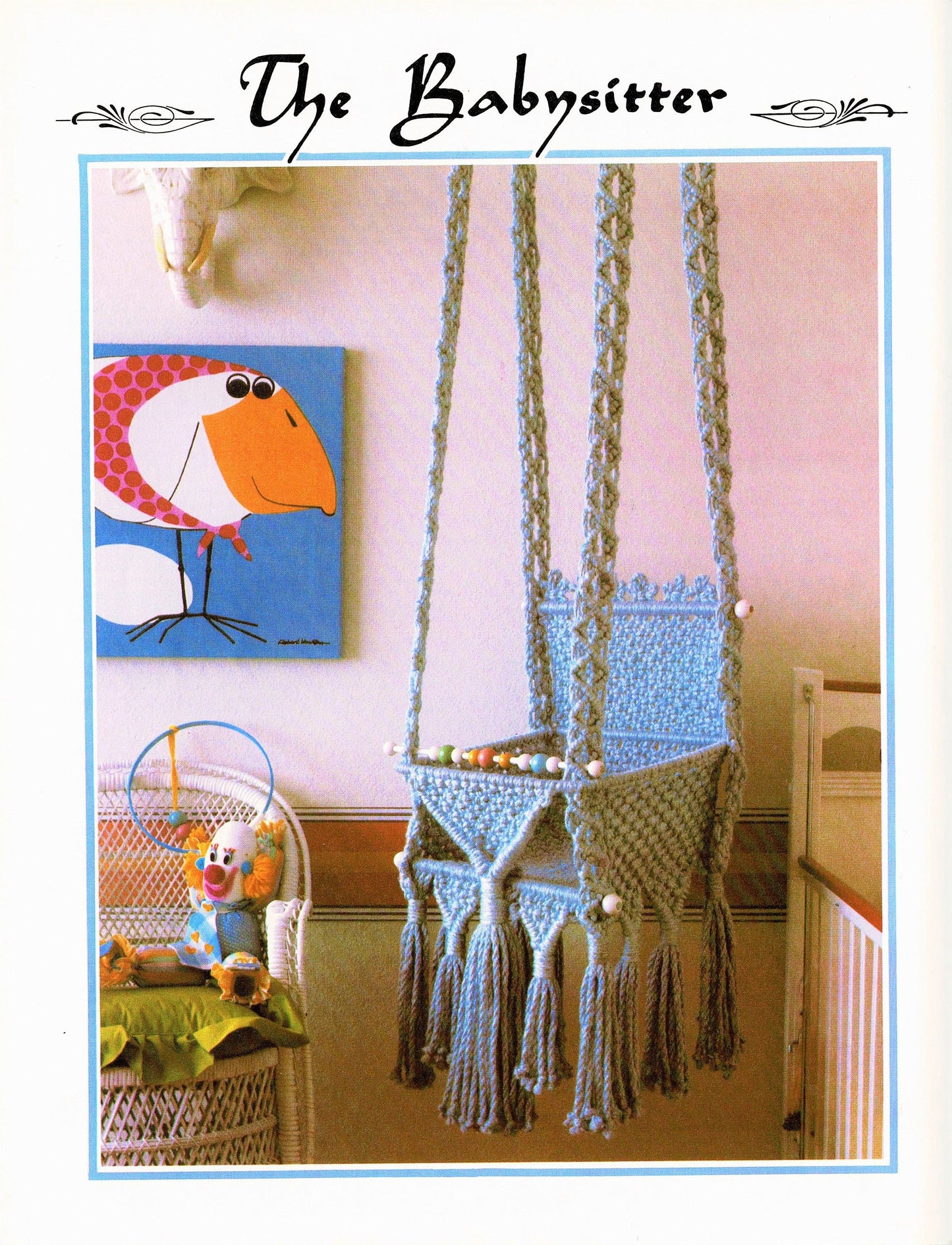 Vintage Macrame Baby Swing Pattern PDF Instant Digital Download 1978 Retro Nursery Hanging Infant Swinging Seat
