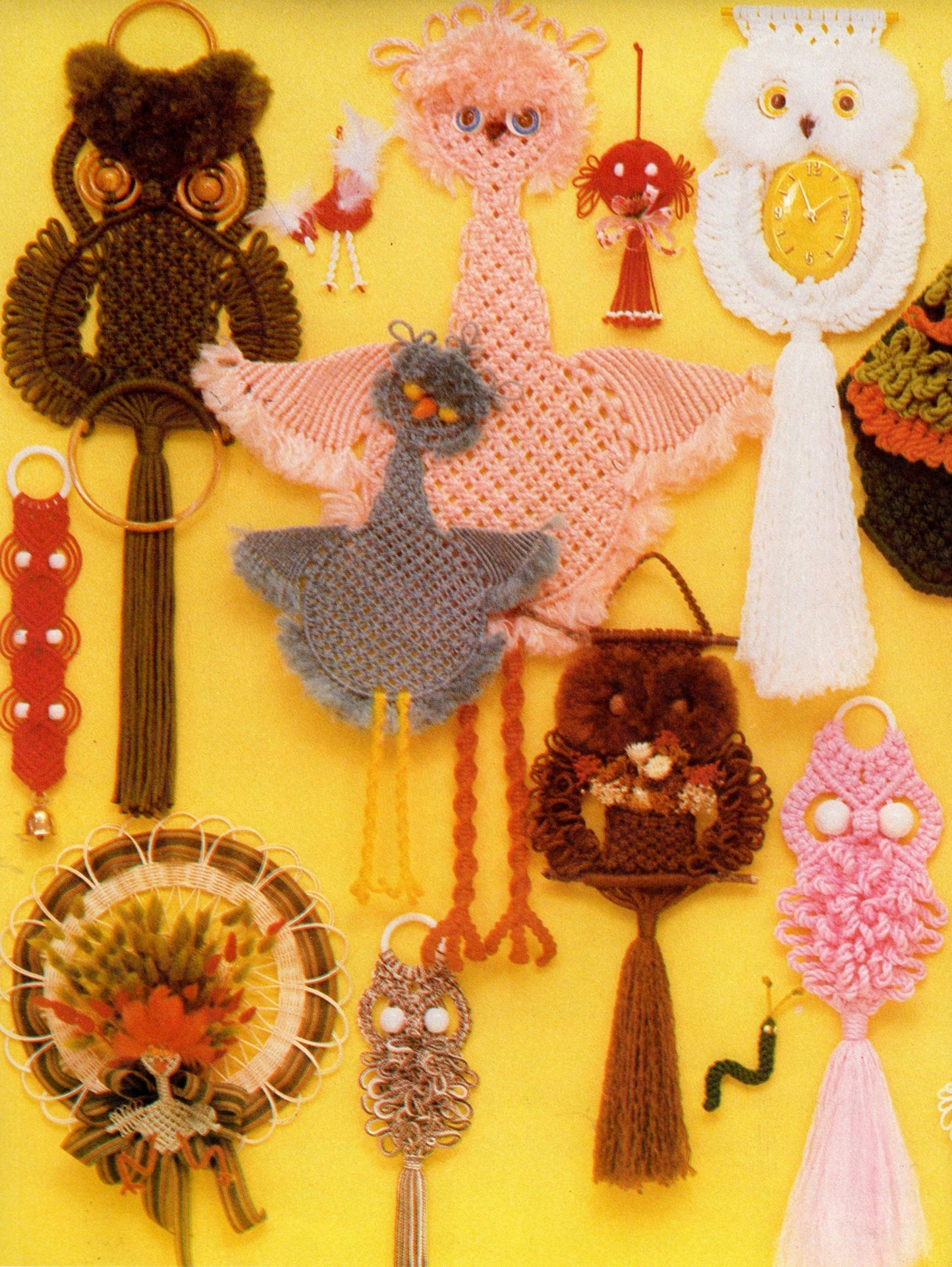 Vintage Macrame Is For The Birds Owls Patterns Book ALL Retro Mod Birdie Wall Hangings PDF Instant Digital Download 17 Owl Bird Projects