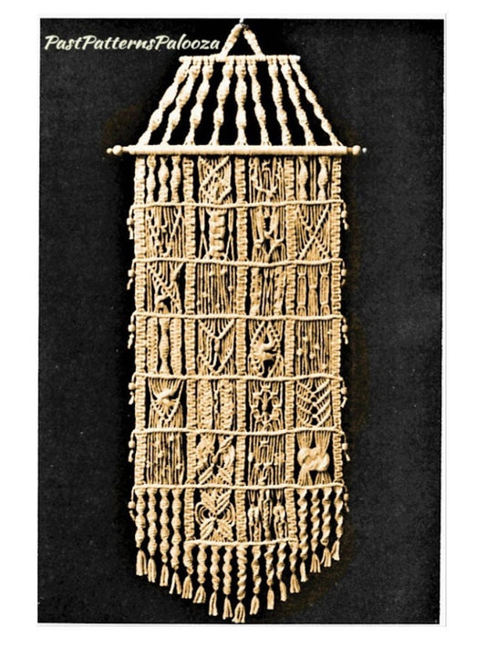 Vintage Macrame Sampler Wall Hanging Pattern 34" PDF Instant Digital Download Beaded Knotwork Indoor Outdoor Boho Decor