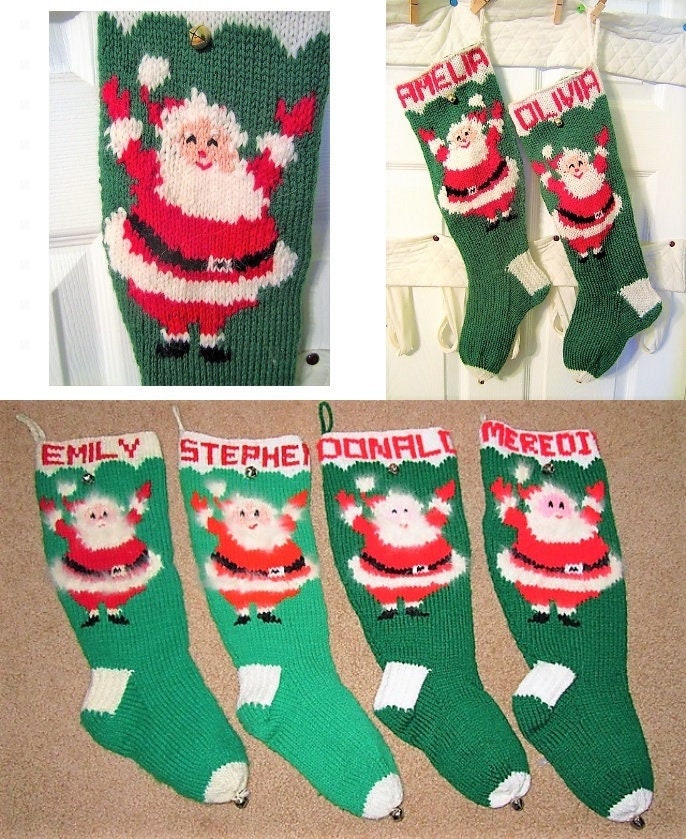 Vintage 1950s Noel Christmas Stocking Knitting Pattern Happy Santa Claus PDF Instant Download Nostalgic Retro Holiday Sock 10 Ply