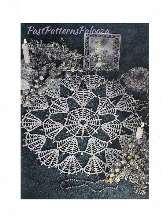 Vintage Christmas Crochet Pattern 17" Metallic Silver Jingle Bells Doily Centerpiece Mat PDF Instant Digital Download Holiday Table Decor